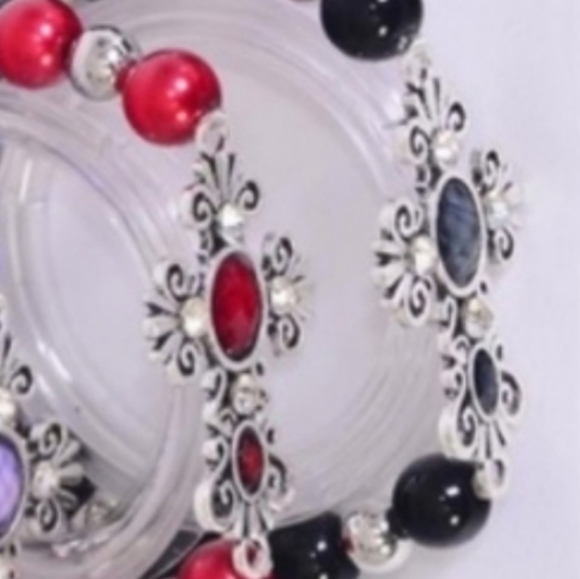 Cross Bracelet *BLACK and Silver cross with BLACK color Beads NEW NWT - Picture 2 of 12